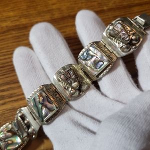 Abalone 8 panel Mexico sterling silver 925 vintage bracelet